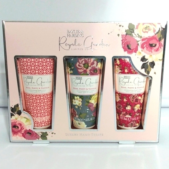 BAYLIS & HARDING ROYALE GARDEN LIMITED EDITION HAND CREAM LOTION 3-PC SET NWT - Picture 2 of 9